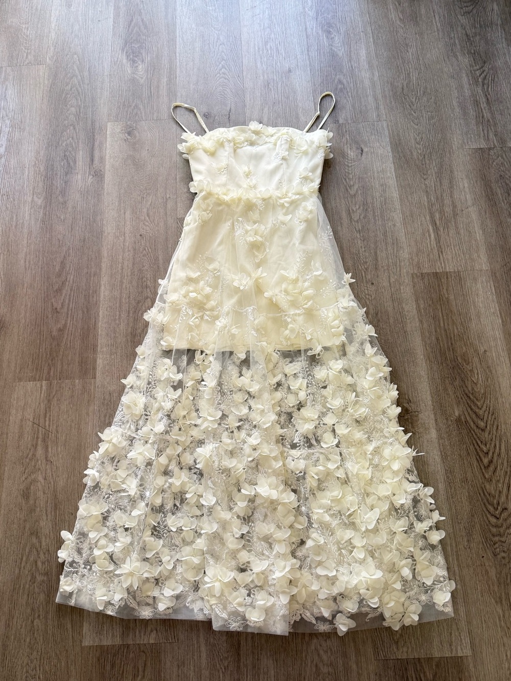 helsi audrey ivory off white 3d floral applique embroidered maxi dress XS NEW